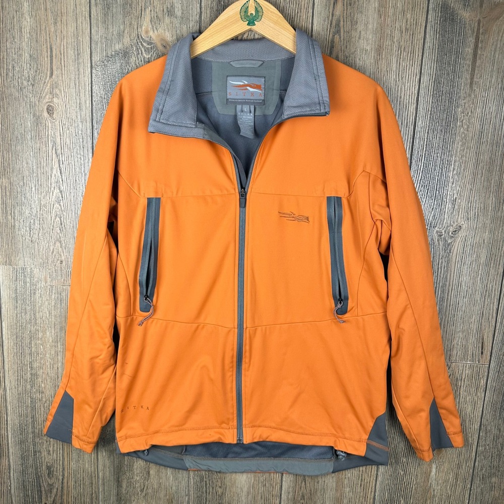 Sitka Gear Windstopper Jacket Mens Large Blaze Orange Gray Hunting Softshell L